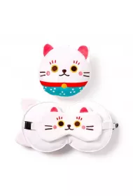 Puckator Pluszowa poduszka podr�na z opask� na oczy "Relaxeazzz" - Lucky Cat