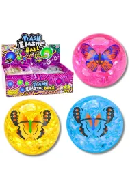 Pi�ka kauczukowa z konfetti i �wiat�em Motyl MIX LeanToys