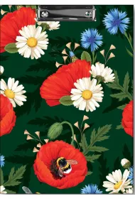 Penmate Deska z klipem a4 t0127 kwiaty polskie maki w zieleni folia mat nierysuj�ca