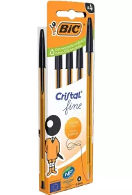 Bic D�ugopis Cristal Original Fine czarny 4 szt