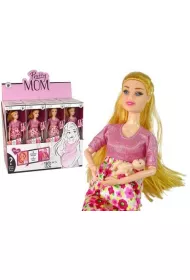 Lalka w ci��y r�owa sukienka w kwiaty LeanToys