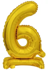 Amscan Balon foliowy mini cyfra 6 ze stopk zota 22x40cm
