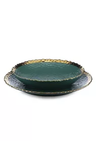 HowHomely Komplet 8 talerzy Kati Green Gold