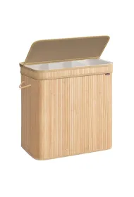 Songmics Bambusowy kosz na pranie z pokryw 150 l