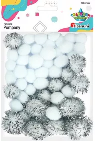 Titanum Pompony poliestrowe i brokatowe 50 szt.