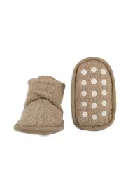 Lodger Buciki polarowe z antypolizgow podeszw beowe Teddy Fleece Beige 6-12 mies.