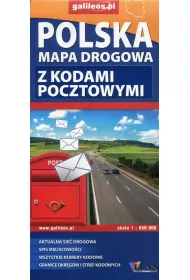 Polska. Mapa drogowa z kodami pocztowymi 1:650 000