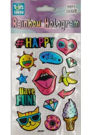 Stnux Naklejki rainbow hologram - Happy