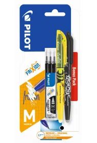 Pi�ro kulkowe Frixion Ball Pilot 0,7 czarne x1 + wk�ad Frixion Ball 0,7 czarny x3 + zakre�lacz ��ty x1 blister