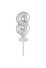 Amscan Balon foliowy mini cyfra 8 srebrna 6,5x12cm