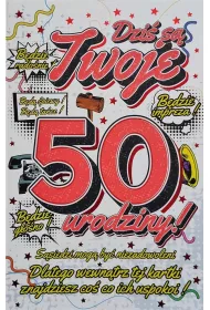 Karnet Urodzinowy z zawieszk 50