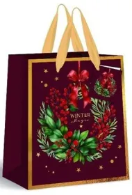 Interdruk Torebka prezentowa du�a bo�onarodzeniowa Burgundy 33x46x13cm