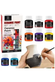LeanToys Farby ceramiczne do porcelany, szk�a 12 kolor�w