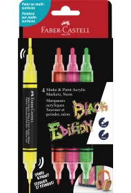 Faber-Castell Marker akrylowy black edition shake&paint 4 kol. neonowe op. kartonowe