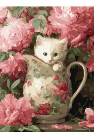 Ideyka Malowanie po numerach - Kotek i porcelana 30x40cm