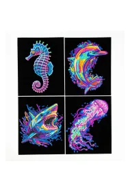 Diamond Dotz Haft diamentowy - Adults Flocked Neon Sea Life 4pack