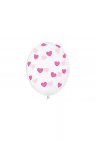 PartyDeco Balony Serduszka Crystal Clear 30cm