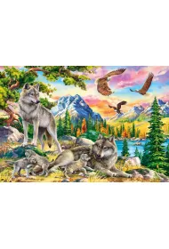 Puzzle 1000 el. Wolf Family and Eagles Castorland