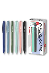 Penmate Paczka D�ugopis Flexi Click pro niebieski wk�ad mix kolor�w 12 sztuk