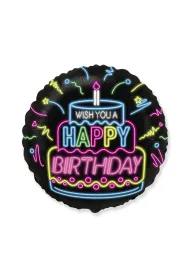 Balon foliowy Happy Birthday neon 45cm