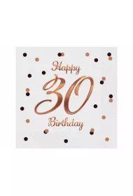 Godan Serwetki B&C Happy 30 Birthday bia�e 33 x 33 cm