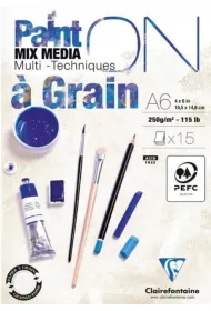 Clairefontaine Blok A6 bia�y fakturowany 250g 15ark