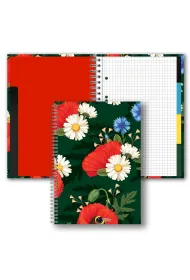 Penmate Brulion b5 160k.kratka z przek�adkami t0127 kwiaty polskie maki w zieleni folia mat nierysuj�ca