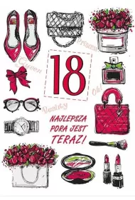 Stamp Karnet Party naklejany B6 + koperta Urodziny 18