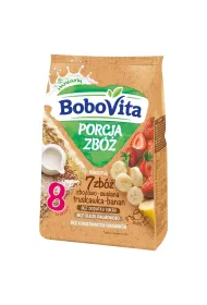 BoboVita Porcja Zb Kaszka mleczna 7 zb zboowo-owsiana truskawka-banan po 8. miesicu 210 g GRATIS