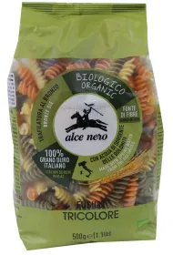 Alce Nero Makaron semolinowy tr�jkolorowy fusilli 500 g Bio