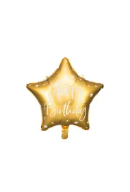 PartyDeco Balon foliowy urodzinowy gwiazdka Happy Birthday z�oty 40cm