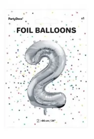 PartyDeco Balon foliowy 2 srebrny 86cm