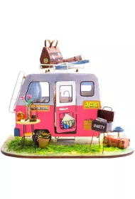 Skadany Drewniany Model LED - Camper Robotime