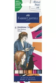 Faber-Castell Pisak dwustronny Goldfaber Sketch manga 6 szt.