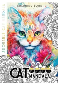 Kolorowanka A4 8 obrazk�w Cat mandala Koty