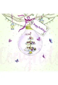 Clear Creations Karnet Swarovski kwadrat Urodziny tort �ar�wka CL2805
