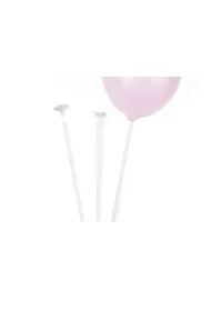 PartyDeco Patyczki z zatyczkami do balon�w 30cm bia�e 100 szt