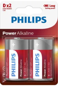 Philips Baterie Bateria alkaliczna Philips LR20 MONO / 1,5V Power Alkaline LR20P2B/10 2szt na blistrze % BPZ