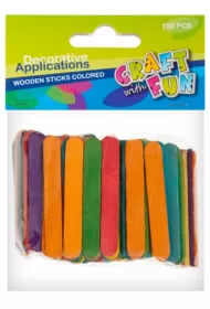 Craft with Fun Ozdoba dekoracyjna drewniana patyczki kolorowe 150 szt.