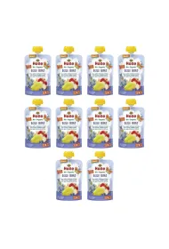 Holle Mus niebieski ptak (Gruszka - Jab�ko - Jagoda - Owies) od 6 miesi�ca Demeter Zestaw 10 x 100 ml Bio