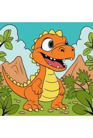 Malowanie po numerach - �mieszny dinozaur Kids 25x25cm Ideyka
