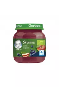 Gerber Organic Deserek jabko jagoda dla niemowlt po 4 miesicu 125 g Bio