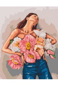 Twoje Hobby Malowanie po numerach - Dziewczyna w piwoniach 40x50cm