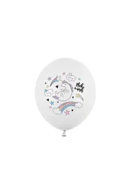 PartyDeco Balony 30cm Jednoro�ec Pastel PureWhite A6 64194 6 szt.