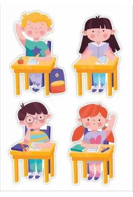 LearnHow Dekoracje szkolne - Dzieci w �awkach (du�y napis)