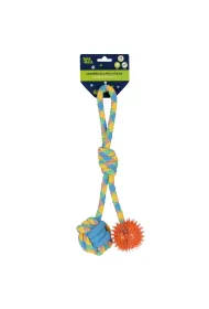 Zabawka dla psa Szarpak 34 cm z pi�k� 2 stronny pomara�czowy TRIK&ROLL 560877