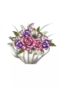 Clear Creations Karnet Swarovski kwadrat CL0329 Kwiaty w imbryku