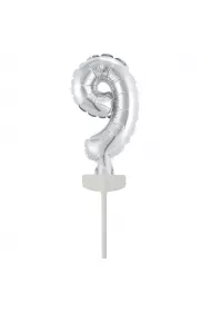 Amscan Balon foliowy mini cyfra 9 srebrna 7x12cm