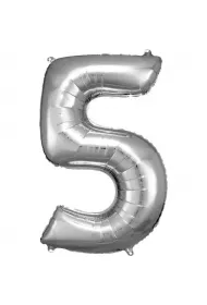 Amscan Balon foliowy cyfra 5 srebrna 57x86cm