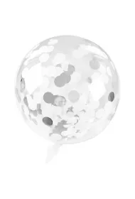 Arpex Balon foliowy prze�roczysty z konfetti srebrnym 45cm